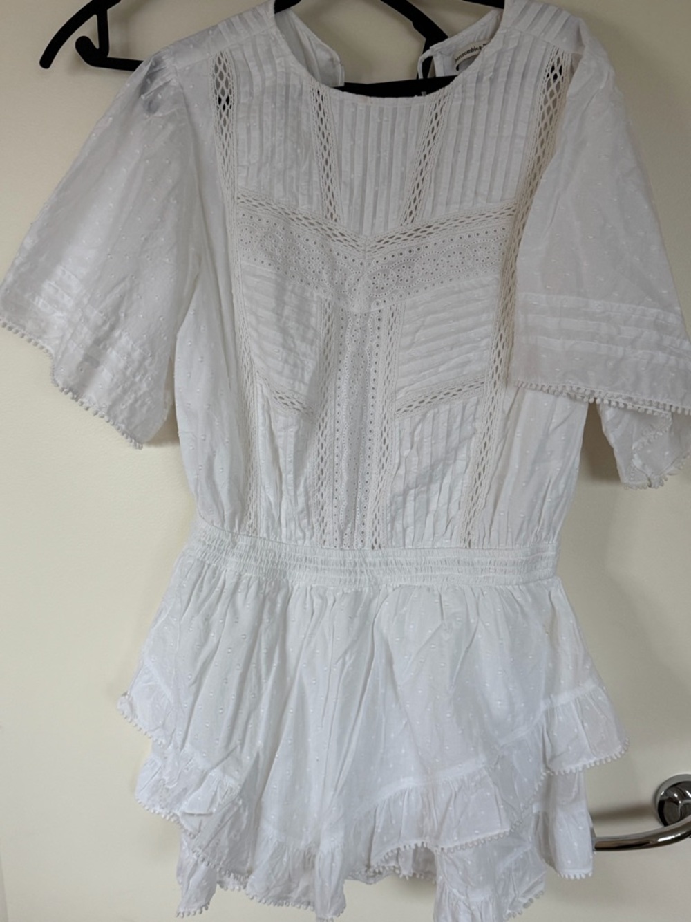 Abercrombie White Eyelet Lace Peplum romper